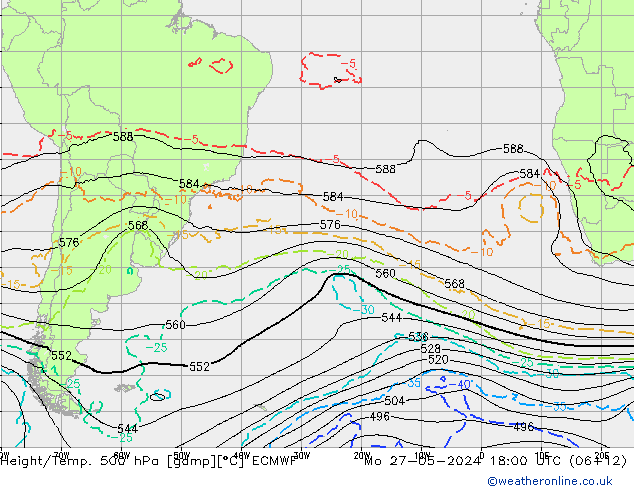 Yükseklik/Sıc. 500 hPa ECMWF Pzt 27.05.2024 18 UTC