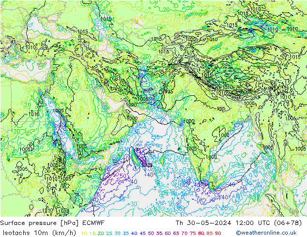 Eşrüzgar Hızları (km/sa) ECMWF Per 30.05.2024 12 UTC