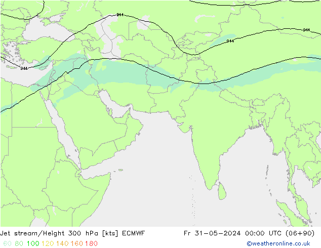 Straalstroom ECMWF vr 31.05.2024 00 UTC