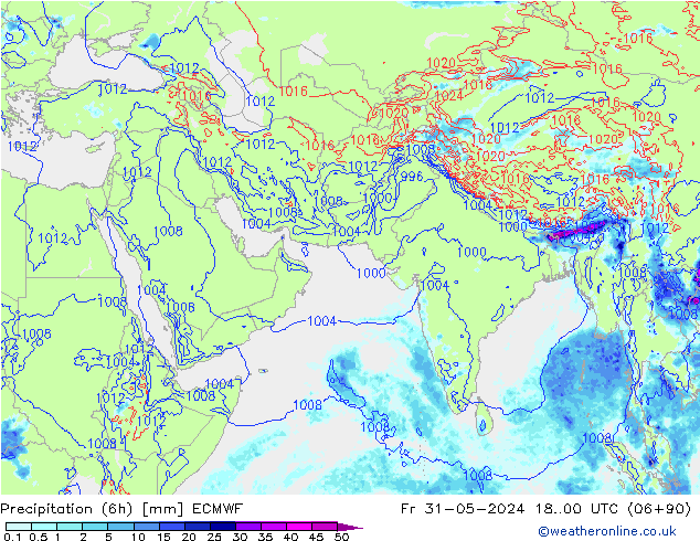 Z500/Rain (+SLP)/Z850 ECMWF Pá 31.05.2024 00 UTC