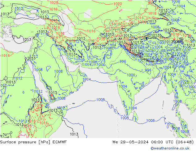 Luchtdruk (Grond) ECMWF wo 29.05.2024 06 UTC