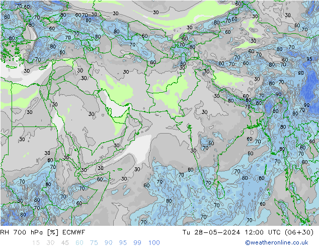 RH 700 hPa ECMWF  28.05.2024 12 UTC