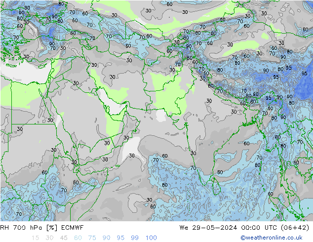 RH 700 hPa ECMWF We 29.05.2024 00 UTC