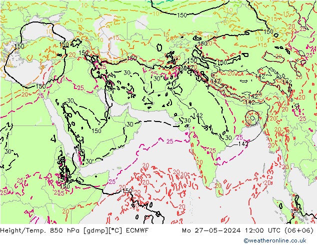 Géop./Temp. 850 hPa ECMWF lun 27.05.2024 12 UTC