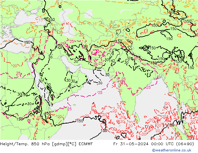 Z500/Rain (+SLP)/Z850 ECMWF Pá 31.05.2024 00 UTC