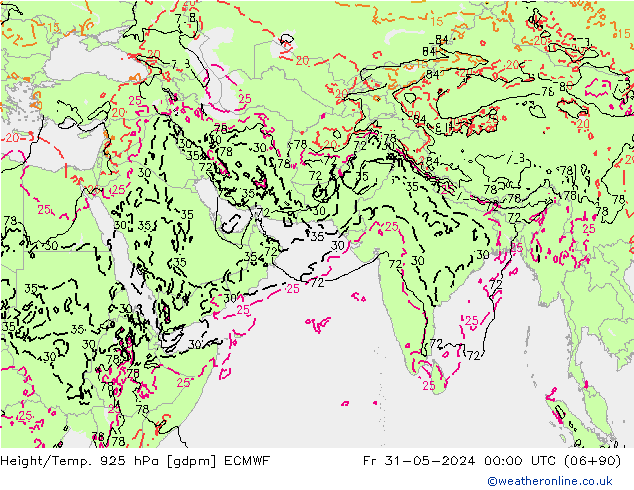 Height/Temp. 925 hPa ECMWF Fr 31.05.2024 00 UTC