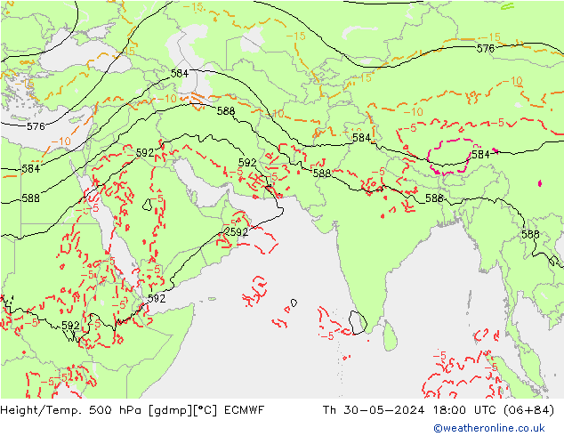 Z500/Rain (+SLP)/Z850 ECMWF чт 30.05.2024 18 UTC