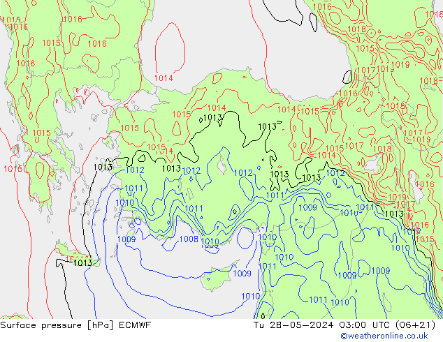 Surface pressure ECMWF Tu 28.05.2024 03 UTC