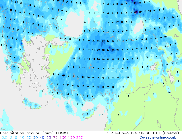 Toplam Yağış ECMWF Per 30.05.2024 00 UTC