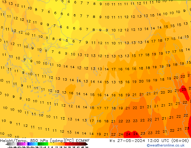 Z500/Rain (+SLP)/Z850 ECMWF Po 27.05.2024 12 UTC