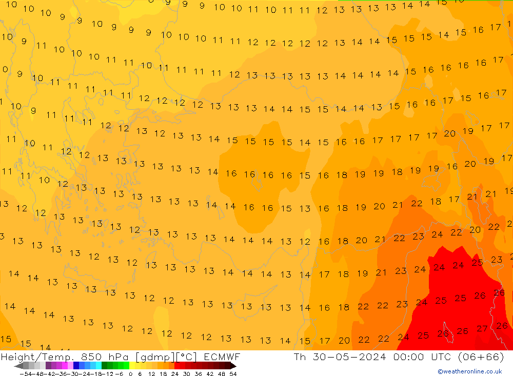 Z500/Rain (+SLP)/Z850 ECMWF czw. 30.05.2024 00 UTC