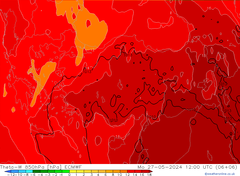 Theta-W 850hPa ECMWF ma 27.05.2024 12 UTC