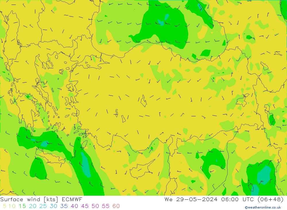 Viento 10 m ECMWF mié 29.05.2024 06 UTC