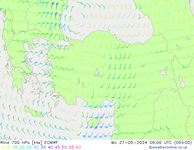 Wind 700 hPa ECMWF Mo 27.05.2024 06 UTC