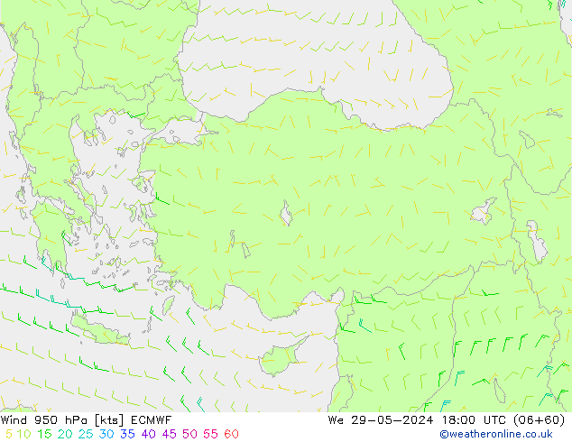 Rüzgar 950 hPa ECMWF Çar 29.05.2024 18 UTC