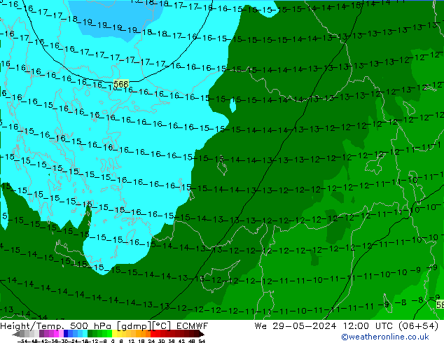 Z500/Rain (+SLP)/Z850 ECMWF mer 29.05.2024 12 UTC