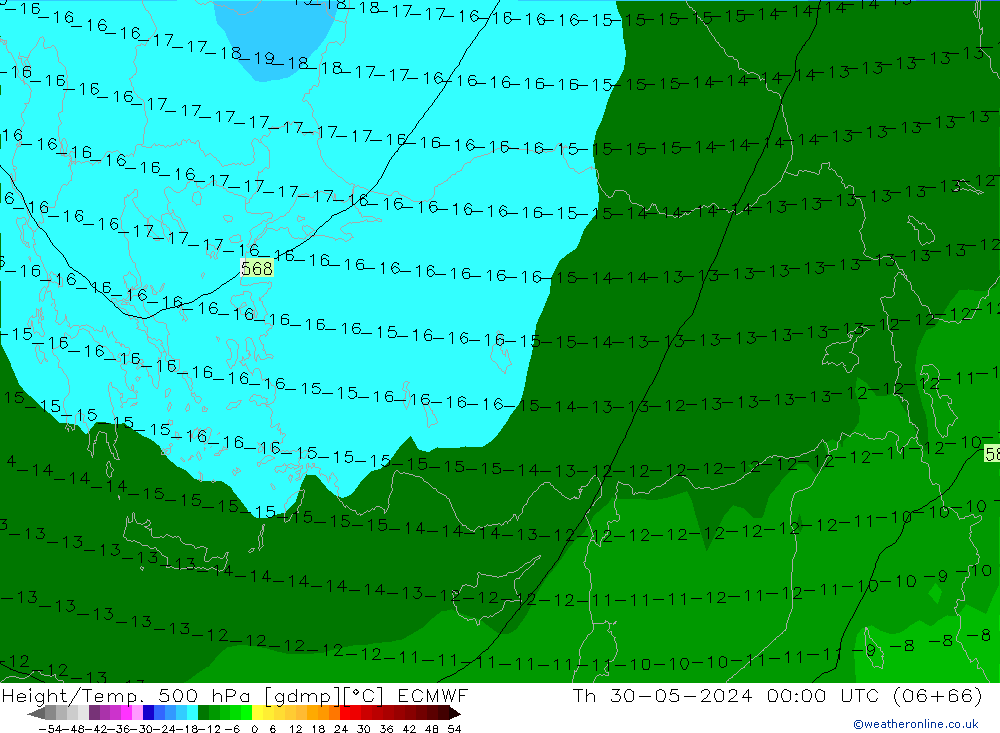 Z500/Rain (+SLP)/Z850 ECMWF czw. 30.05.2024 00 UTC