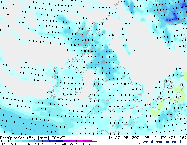 Z500/Rain (+SLP)/Z850 ECMWF Mo 27.05.2024 12 UTC