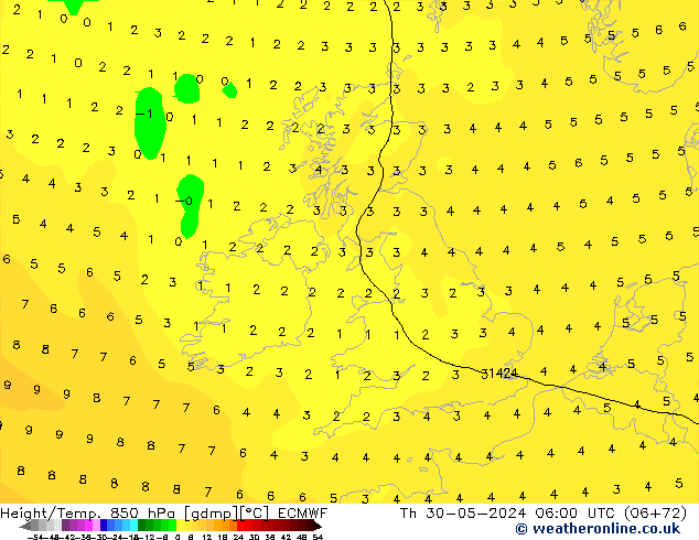 Height/Temp. 850 hPa ECMWF  30.05.2024 06 UTC