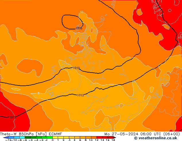 Theta-W 850hPa ECMWF Mo 27.05.2024 06 UTC