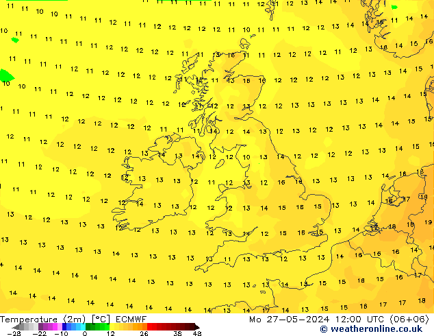 Temperatura (2m) ECMWF Seg 27.05.2024 12 UTC