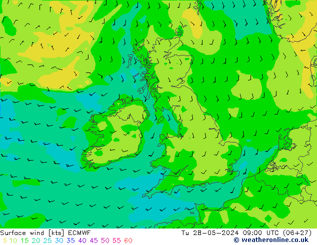 Rüzgar 10 m ECMWF Sa 28.05.2024 09 UTC