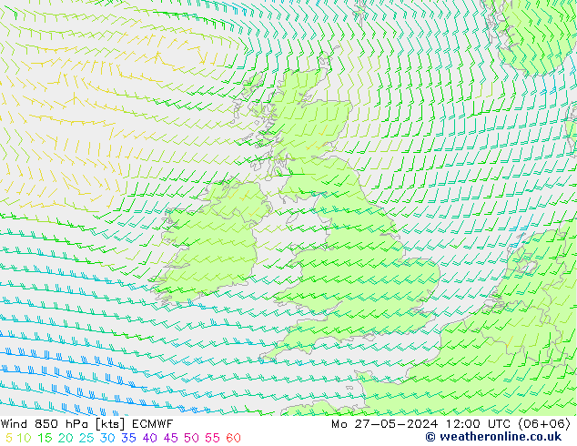 Vent 850 hPa ECMWF lun 27.05.2024 12 UTC