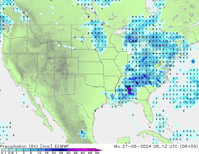 Z500/Regen(+SLP)/Z850 ECMWF ma 27.05.2024 12 UTC