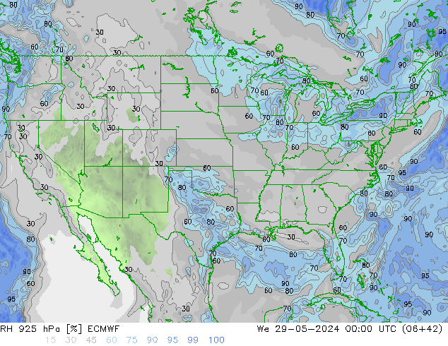 RH 925 hPa ECMWF  29.05.2024 00 UTC