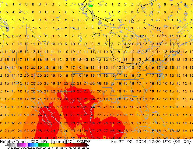 Z500/Regen(+SLP)/Z850 ECMWF ma 27.05.2024 12 UTC