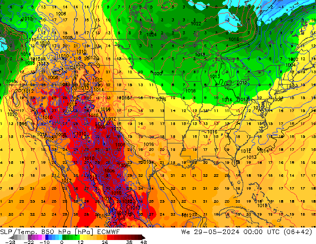 SLP/Temp. 850 hPa ECMWF We 29.05.2024 00 UTC