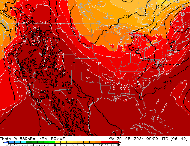 Theta-W 850hPa ECMWF  29.05.2024 00 UTC