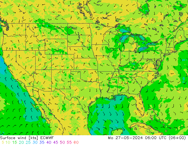 Vento 10 m ECMWF lun 27.05.2024 06 UTC