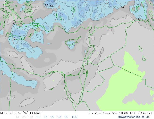 RH 850 hPa ECMWF Po 27.05.2024 18 UTC