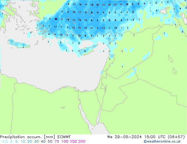 Precipitation accum. ECMWF ср 29.05.2024 15 UTC