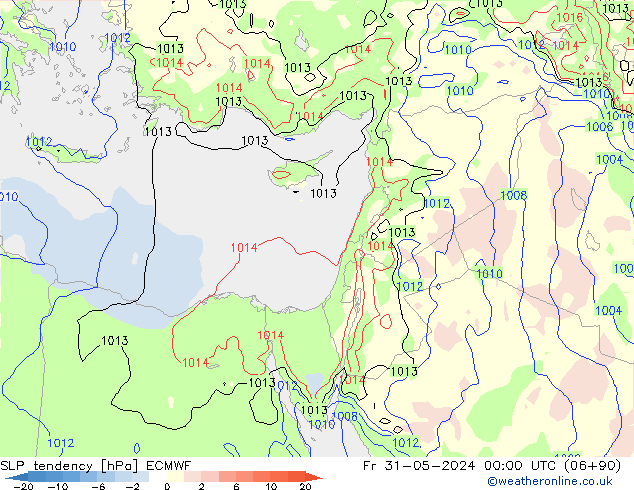 SLP tendency ECMWF Pá 31.05.2024 00 UTC