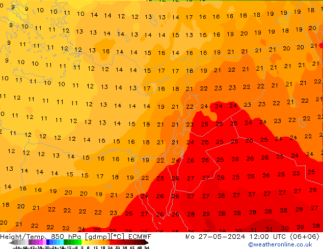 Z500/Rain (+SLP)/Z850 ECMWF  27.05.2024 12 UTC