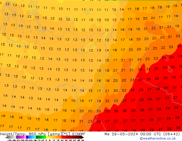 Z500/Rain (+SLP)/Z850 ECMWF St 29.05.2024 00 UTC