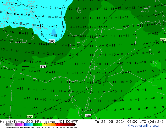 Geop./Temp. 500 hPa ECMWF mar 28.05.2024 06 UTC