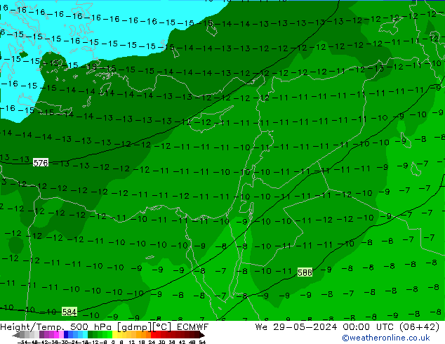 Z500/Rain (+SLP)/Z850 ECMWF St 29.05.2024 00 UTC