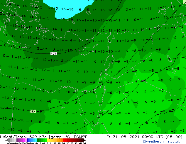 Yükseklik/Sıc. 500 hPa ECMWF Cu 31.05.2024 00 UTC