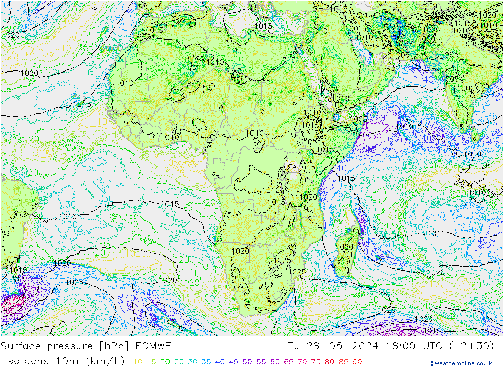 Isotachs (kph) ECMWF Ter 28.05.2024 18 UTC