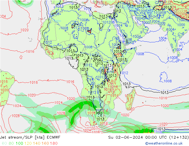 Corrente a getto ECMWF dom 02.06.2024 00 UTC