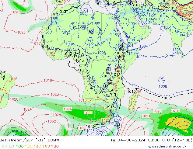 Straalstroom/SLP ECMWF di 04.06.2024 00 UTC