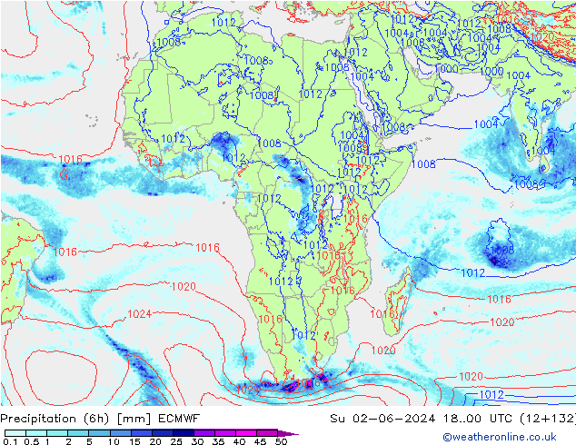 Z500/Rain (+SLP)/Z850 ECMWF dom 02.06.2024 00 UTC