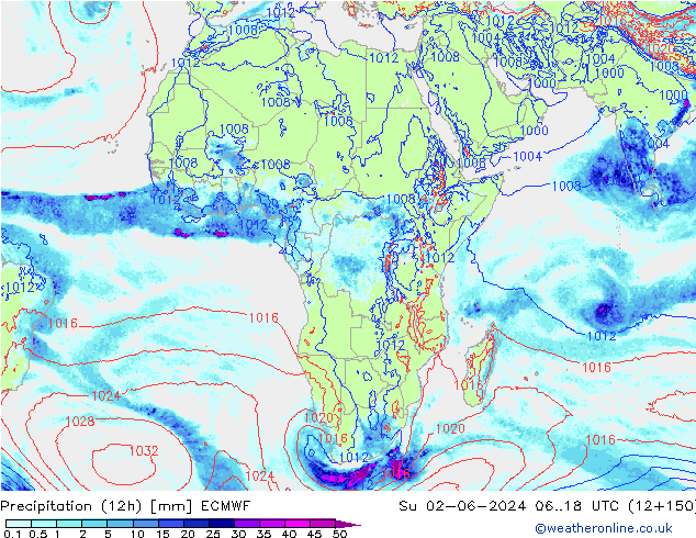 Precipitation (12h) ECMWF Ne 02.06.2024 18 UTC