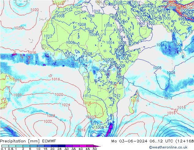 precipitação ECMWF Seg 03.06.2024 12 UTC