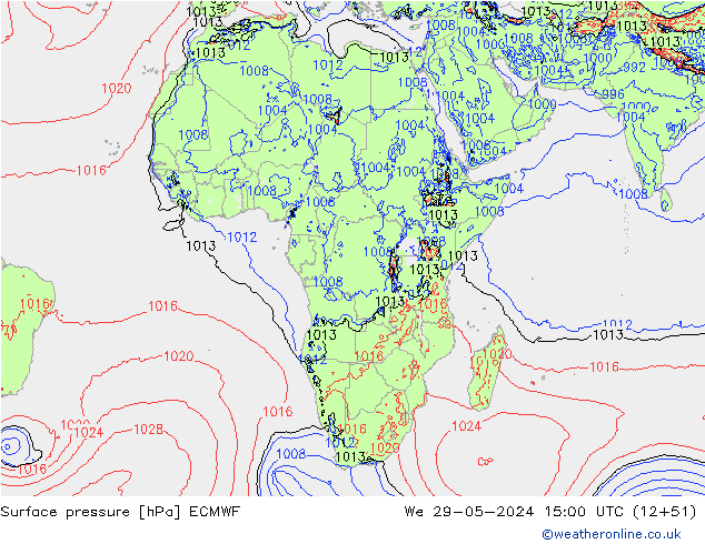 Bodendruck ECMWF Mi 29.05.2024 15 UTC