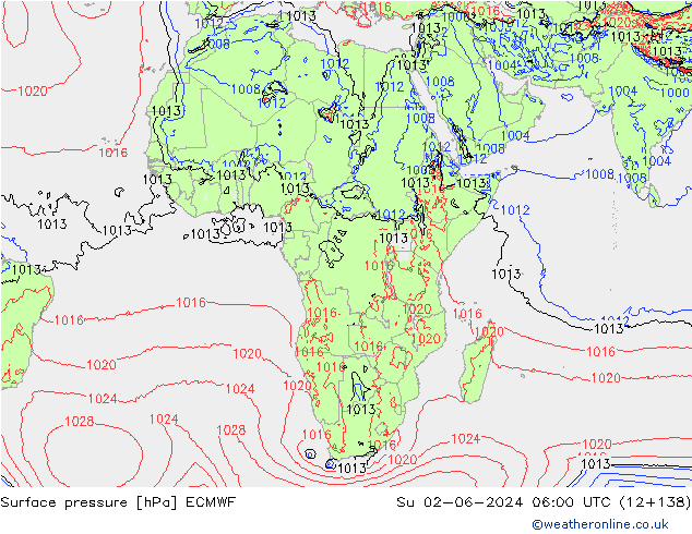 Surface pressure ECMWF Su 02.06.2024 06 UTC