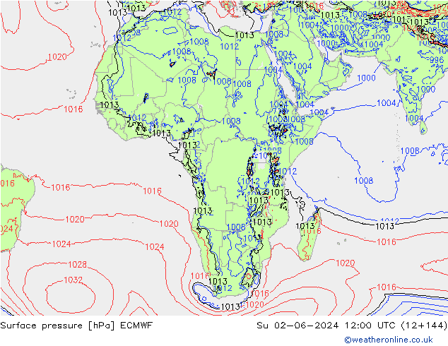 Surface pressure ECMWF Su 02.06.2024 12 UTC